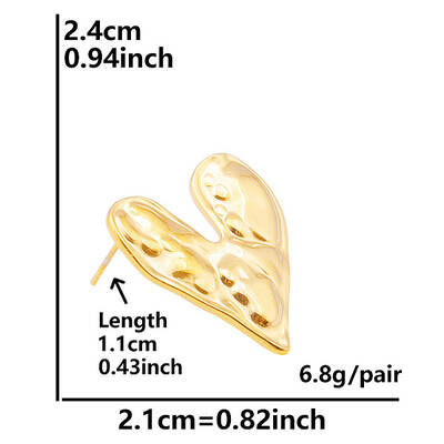 Stylish 304 Stainless Steel Heart Stud Earrings for Women