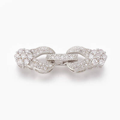 Brass Micro Pave Cubic Zirconia Fold Over Clasps