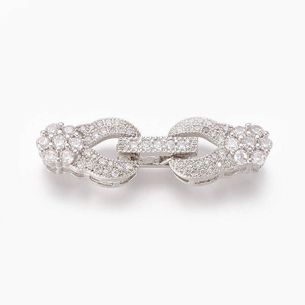 Brass Micro Pave Cubic Zirconia Fold Over Clasps