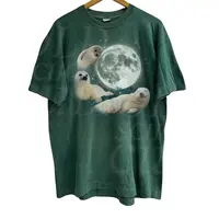 Three Baby Seal Vintage Graphic T-shirts, Retro Sea Dog Moon Tshirt, Relaxed Washed Unisex Adult Tee, Seal Lovers, Cute Sea D...