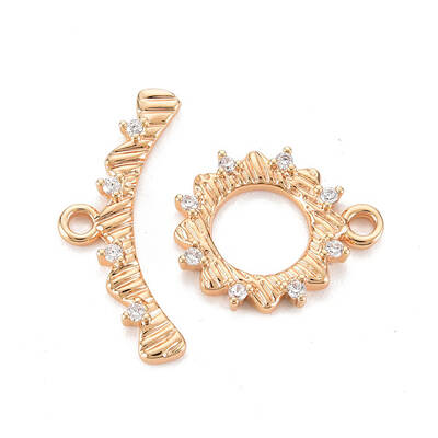 Brass Micro Pave Clear Cubic Zirconia Toggle Clasps