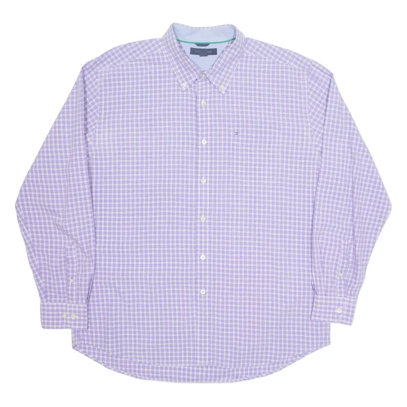 TOMMY HILFIGER Mens Shirt Purple Check Long Sleeve XL