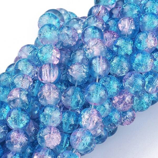 Spray Painted Crackle Glass Beads Strands