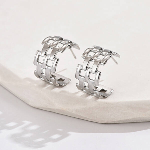 Non-Tarnish 304 Stainless Steel Hollow Square Stud Earrings
