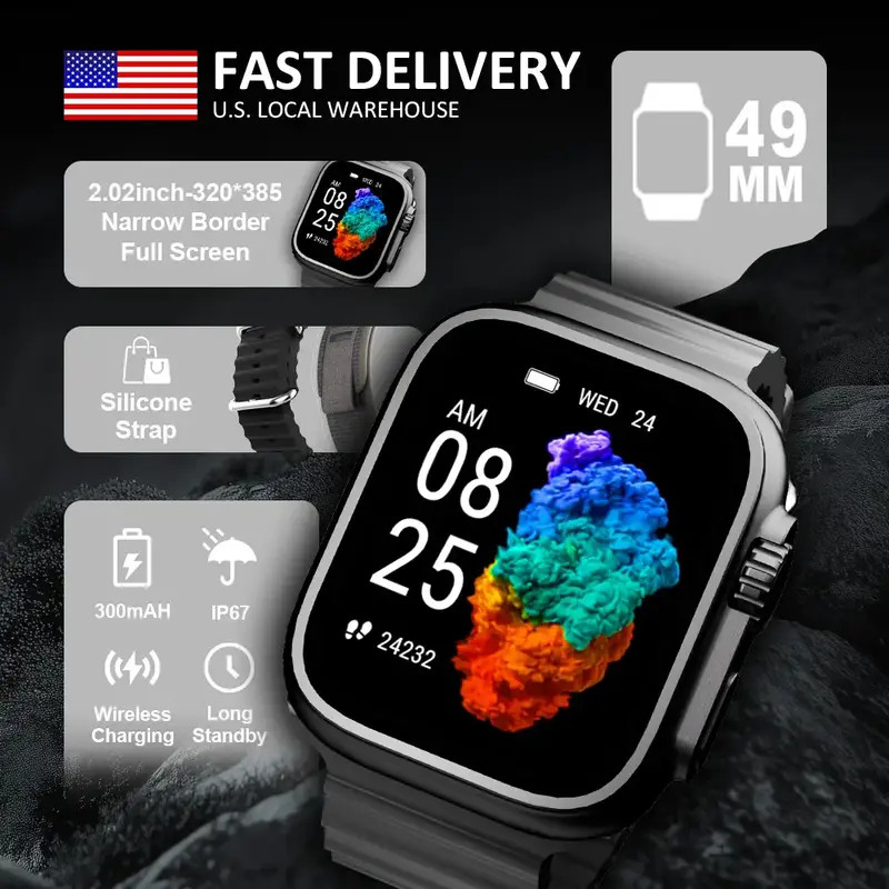 Adventure-Ready Smartwatch 49mm Calls Health Tracking 2.02 HD Display Unisex Fitness Watch for Outdoor Life Wearable Smartpho...