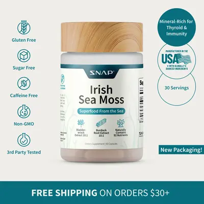 Snap Supplements - Irish Sea Moss - Sea Moss Supplement For Immunity, Digestion, Energy & Skin Tone Support - Natural Sea Mos...