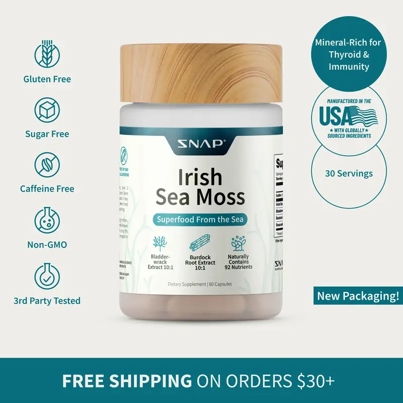 Snap Supplements - Irish Sea Moss - Sea Moss Supplement For Immunity, Digestion, Energy & Skin Tone Support - Natural Sea Mos...