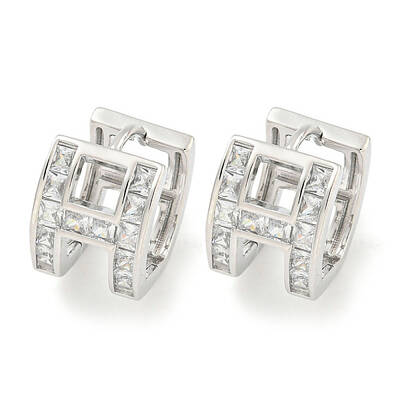 Brass Micro Pave Clear Cubic Zirconia Earrings