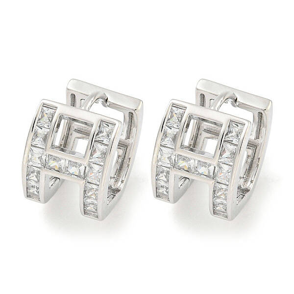 Brass Micro Pave Clear Cubic Zirconia Earrings