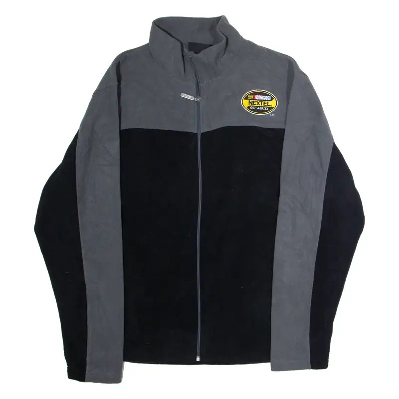 NASCAR NEXTEL Cup Series Mens Fleece Jacket Black Hooded Colourblock L