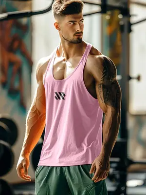 Men's Regular Fit Sports Tank Top, Casual Sporty Breathable Comfortable Sports Vest for Gym Workout Running, Menswear for Sum...