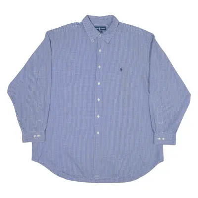 RALPH LAUREN Yarmouth Mens Shirt Blue Check Long Sleeve 2XL