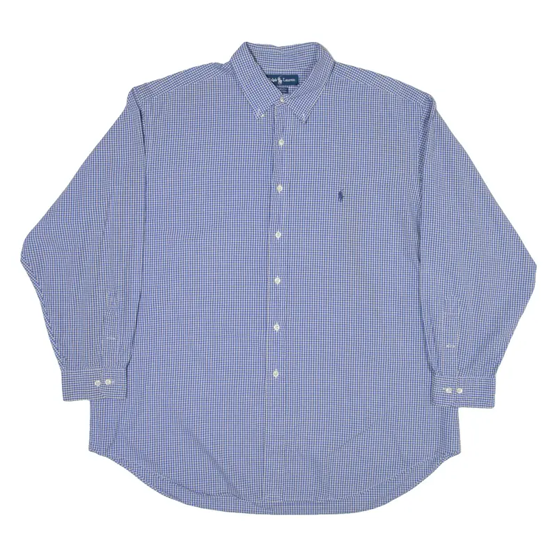 RALPH LAUREN Yarmouth Mens Shirt Blue Check Long Sleeve 2XL