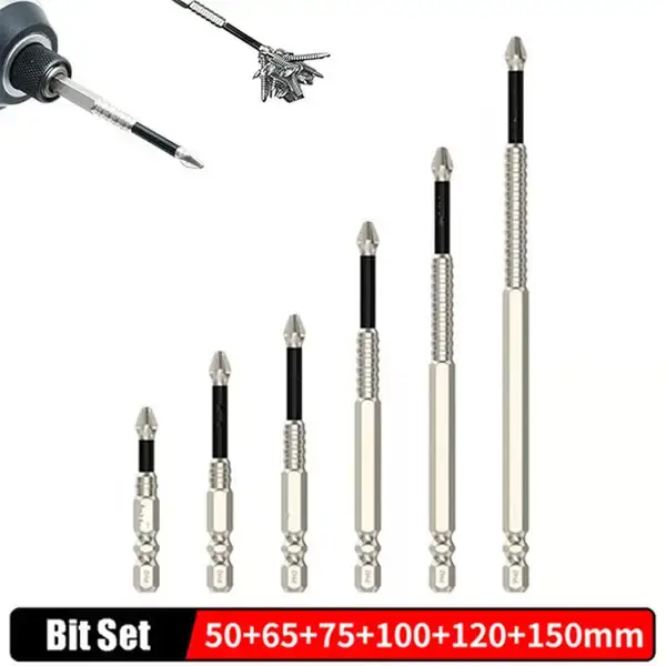 6Pcs K5 Impact-Resistant and Non-Slip Bit,Impact Driver Bit Set,Titanium Alloy Impact Non-Slip Cross Head,High Magnetic Screw...