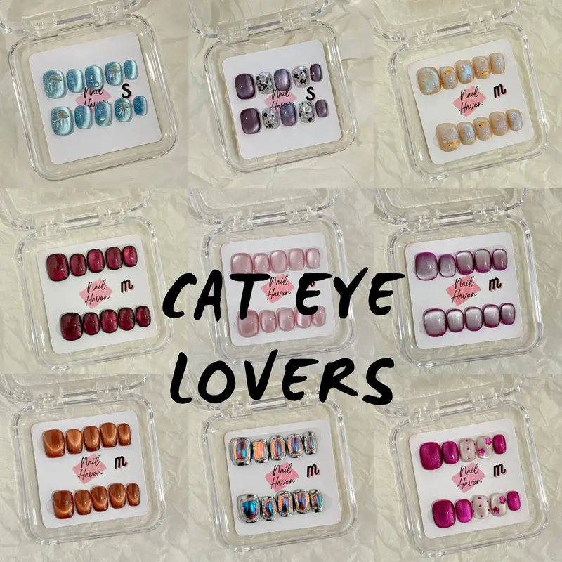 NailHaven| cat eye collection |all kinds of cat eye nails| short press-on nails   |cute nails| nails | acrylic press-on| fake...