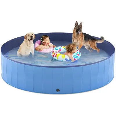 Niubya Foldable Dog Pool, Collapsible Hard Plastic Dog Swimming Pool, Portable Bath Tub for Pets Dogs and Cats, Pet Wading Po...