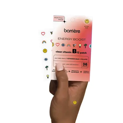 Barrière Energy Boost Vitamin B12/B9 (Folic Acid) Wearable Patches; One Patch a Day; Healthy Brain & Nervous System;Lightnin...