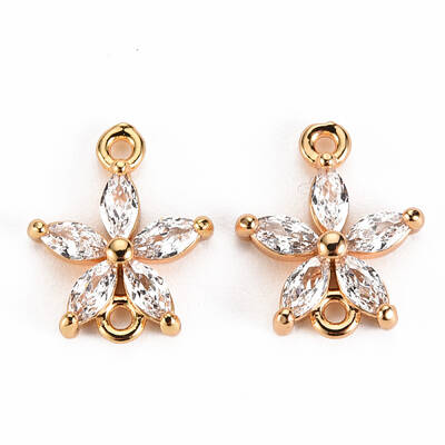 Brass Clear Cubic Zirconia Links Connectors