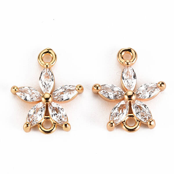 Brass Clear Cubic Zirconia Links Connectors
