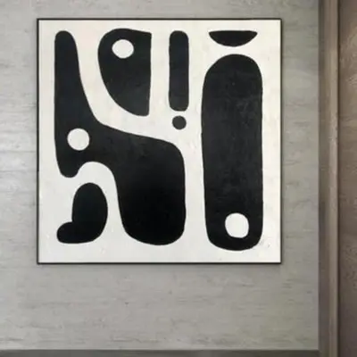 Large Abstract Black And White Oil Painting On Canvas Modern Wall Art | DOMINO