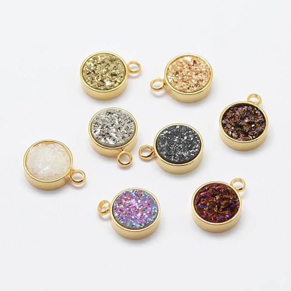 Electroplated Natural Druzy Agate Charms