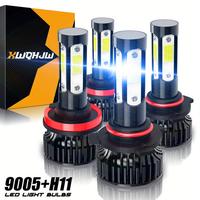 4-piece H11/H9/H8 9005/HB3 LED bulb combination 6000K white, H11 9005 LED fog lamp plug and play