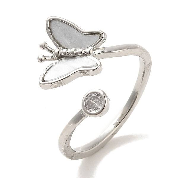 Brass Micro Pave Cubic Zirconia Rings for Women