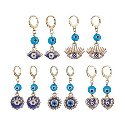 Evil Eye Lampwork Dangle Leverback Earrings