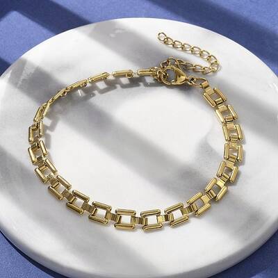 304 Stainless Steel Sqaure Link Chain Bracelets for Women