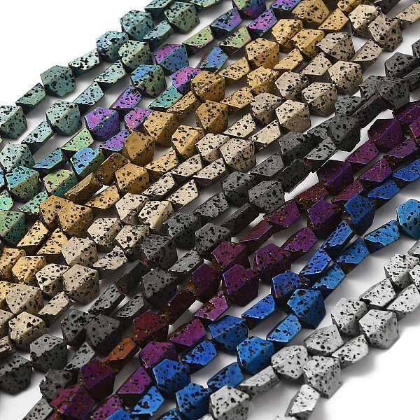 Electroplated Natural Lava Rock Beads Strands