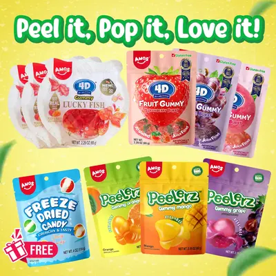 Amos Peelerz & 4D Gummy Combo Pack β 10 Fan-Favorite Flavors + FREE Freeze-Dried Candy | Peel It, Pop It, Love It! | Limite...