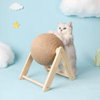 Durable Cat Scratching Ball with Stand, Wear-resistant Sisal Cat Scratch Ball Toy, Natural Sisal Rope Ball, Board Grinding Pa...