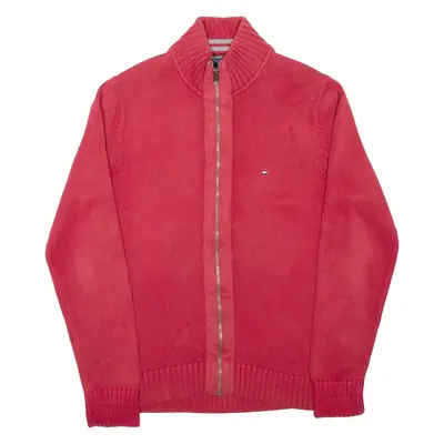 TOMMY HILFIGER Mens Jumper Red High Neck Tight Knit M