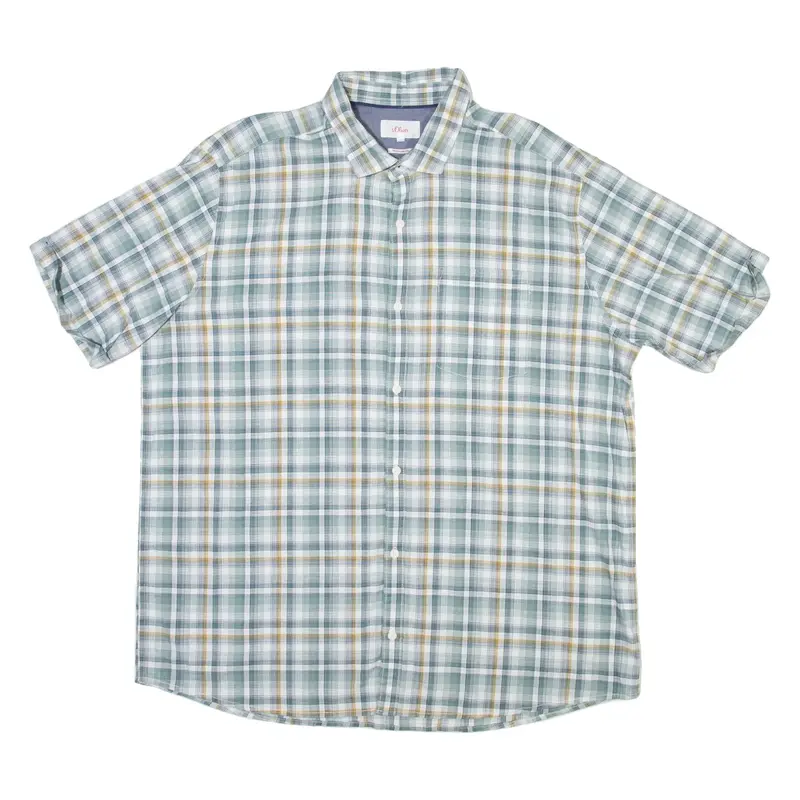 S.OLIVER Mens Shirt Green Check 2XL