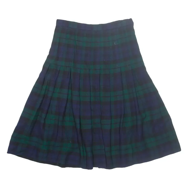 BURBERRY Womens Pleated Skirt Green Midi Check M