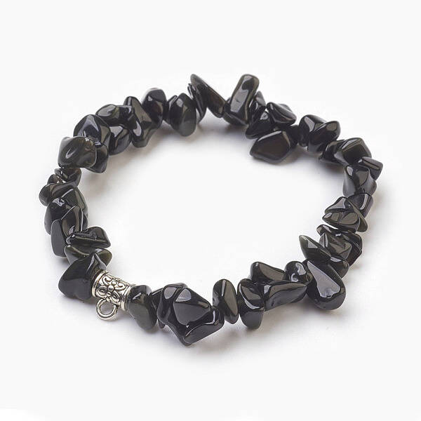 Natural Obsidian Beads Stretch Bracelets