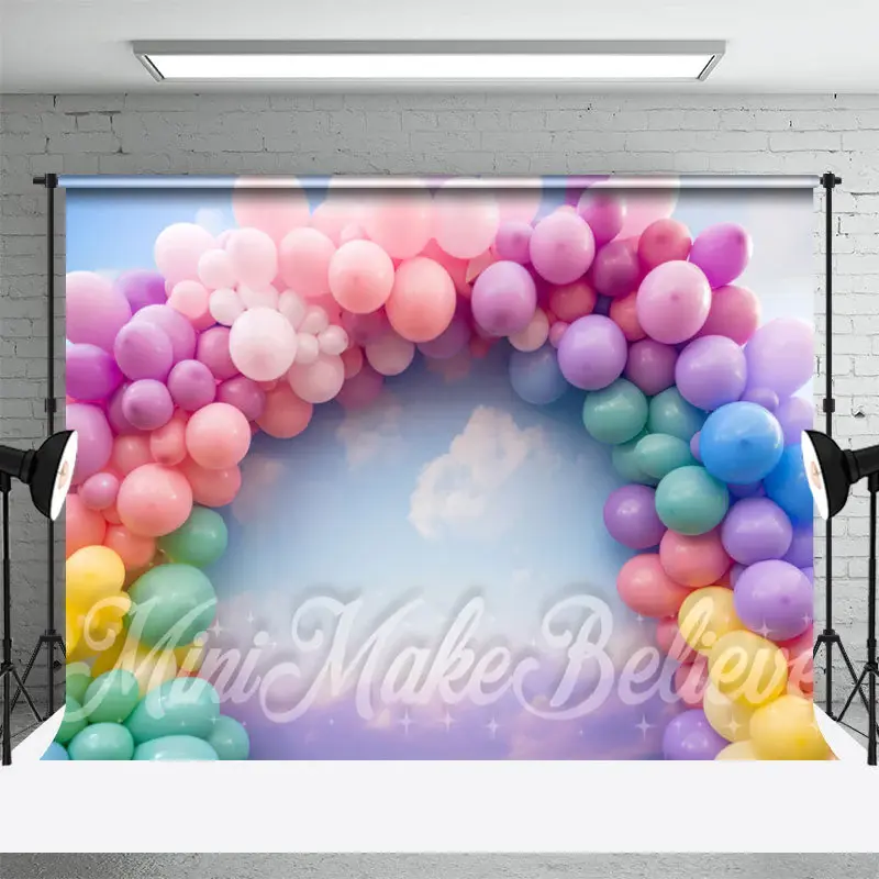 Arch Balloon Blue Sky Birthday Cake Smash Backdrop - Aperturee