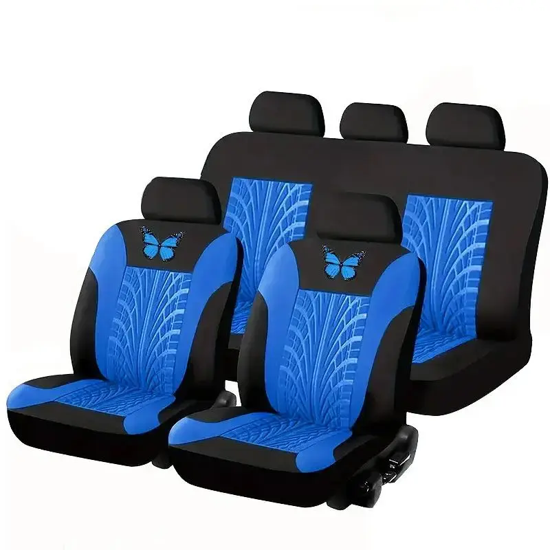 Car Fabric Seat Cover for Five Seats Car Accessories, 1 Set Cartoon Butterfly Pattern Car Seat Protector, Car Essentials, Car...