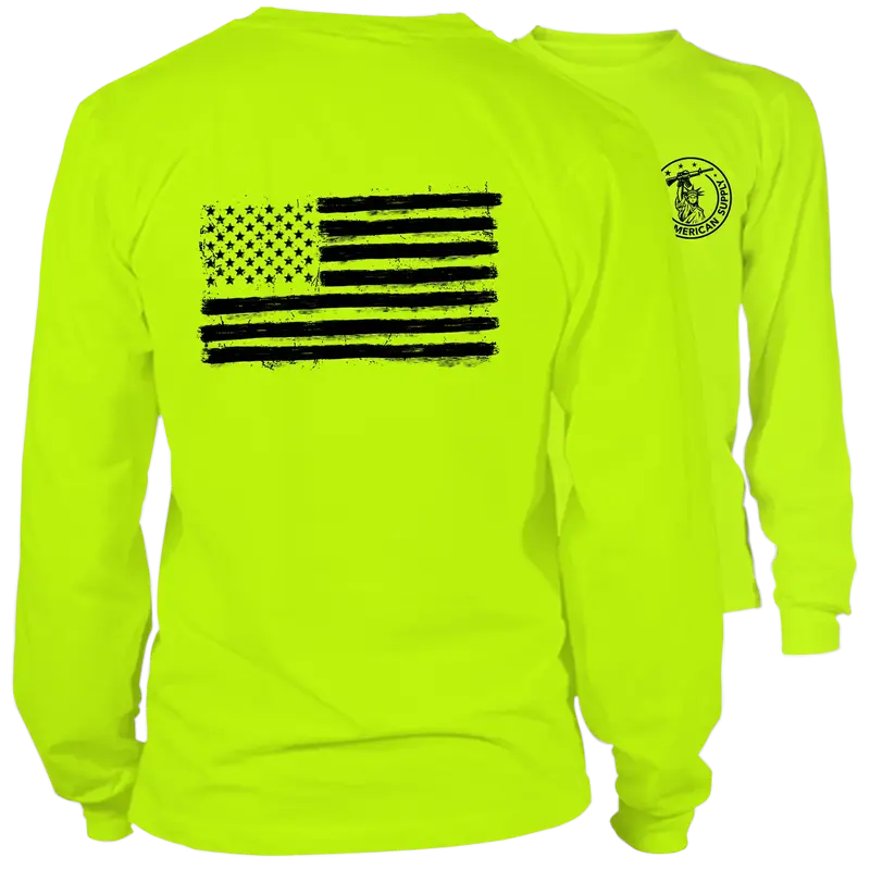 Old Glory- Long Sleeve Safety Yellow Hi-Vis T-Shirt