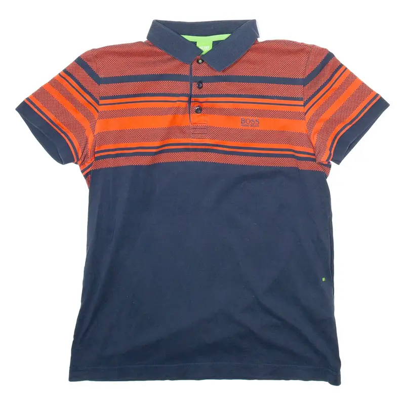 BOSS HUGO BOSS Mens Polo Shirt Orange Crazy Pattern S