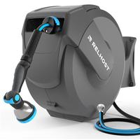RELHOST Retractable Garden Hose Reel 100 ft, 5/8 in, Heavy Duty Hose Reel Wall Mount with Any Length Lock, Auto Rewind System...