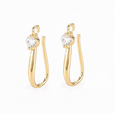 Brass Micro Pave Clear Cubic Zirconia Earring Hooks