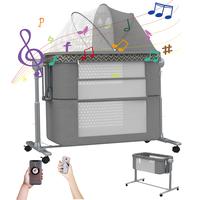 Electric Rocking Bassinet for Baby, 4 and 1 Baby Bedside Bassinets with Remote Control, Portable Bassinets Bedside Sleeper fo...