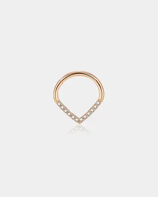 Clear CZ Triangle Septum Ring - Rose Gold / 8mm