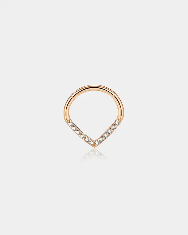 Clear CZ Triangle Septum Ring - Rose Gold / 8mm