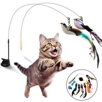 Cat Toy Wand Auto Interactive Toys for Indoor Cat 10 in 1 Hands-Free Natural Bird Feather Ball Toys, Suction Cup Pet Dancing ...