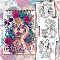 Skull & Flower & Figures Pattern Coloring Book, 30 Sheets Thick Paper Coloring Books, DIY Painting Supplies for Stress Relief...
