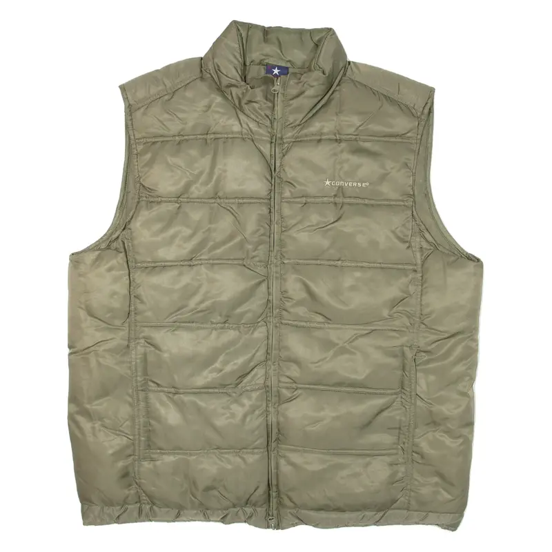 CONVERSE Insulated Mens Puffer Gilet Green Nylon L