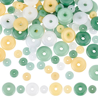 CHGCRAFT 120Pcs 8 Style Round Glass Rondelle Spacer 10mm 19mm Disc Beads Peace Buckle Spray Painted Glass Beads for Jewelry M...