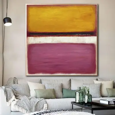 Mark Rothko Original Abstract Fine Art Yellow Art Pink Paintings On Canvas Modern Acrylic Rothko Style Painting Wall Decor | ...